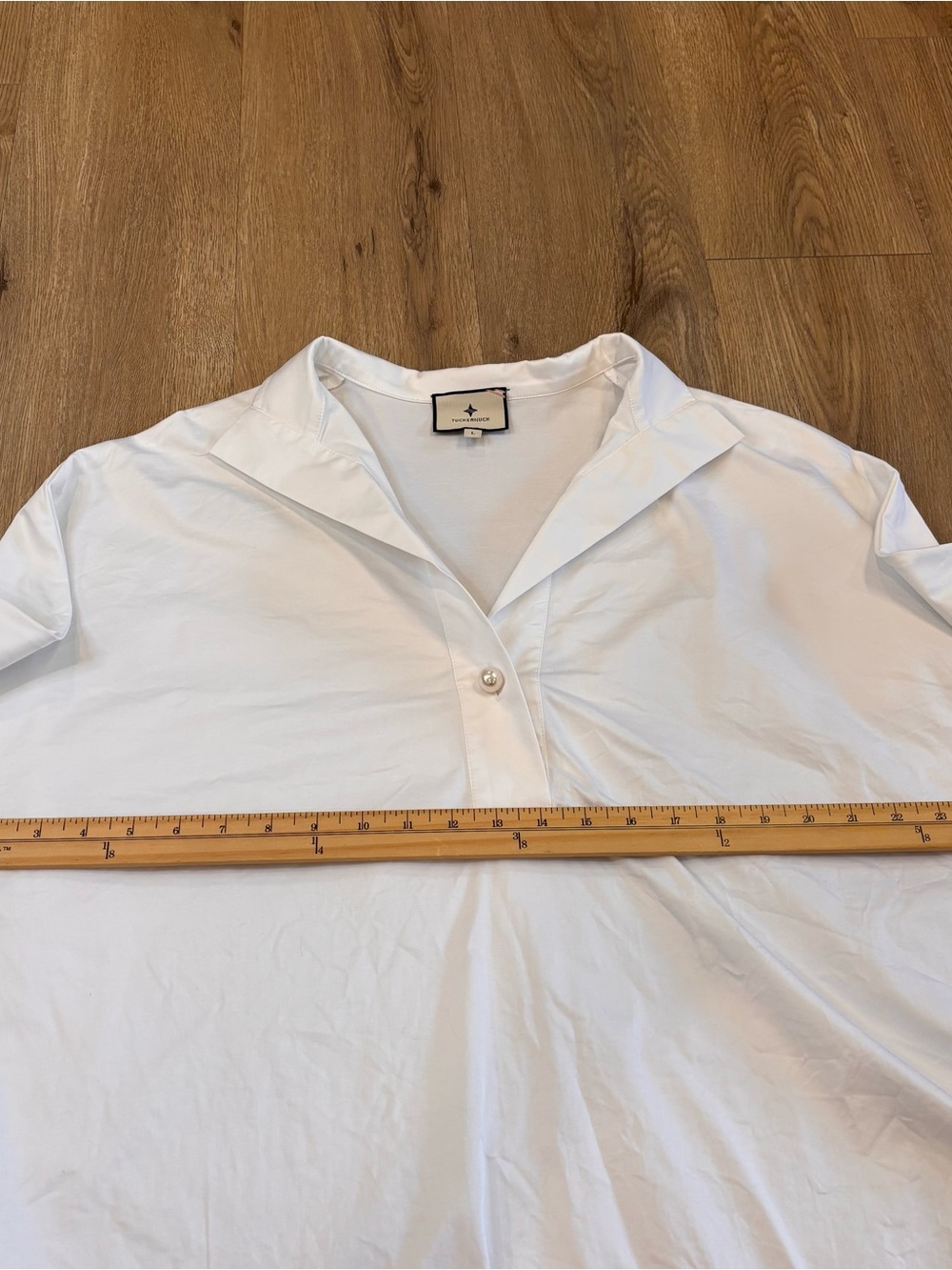 Tuckernuck Women’s Blanc Willow 3/4 Sleeve Pearl Button Blouse White Size L - Picture 8 of 8